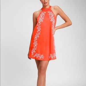 Lulu’s Coral Embroidered Dress